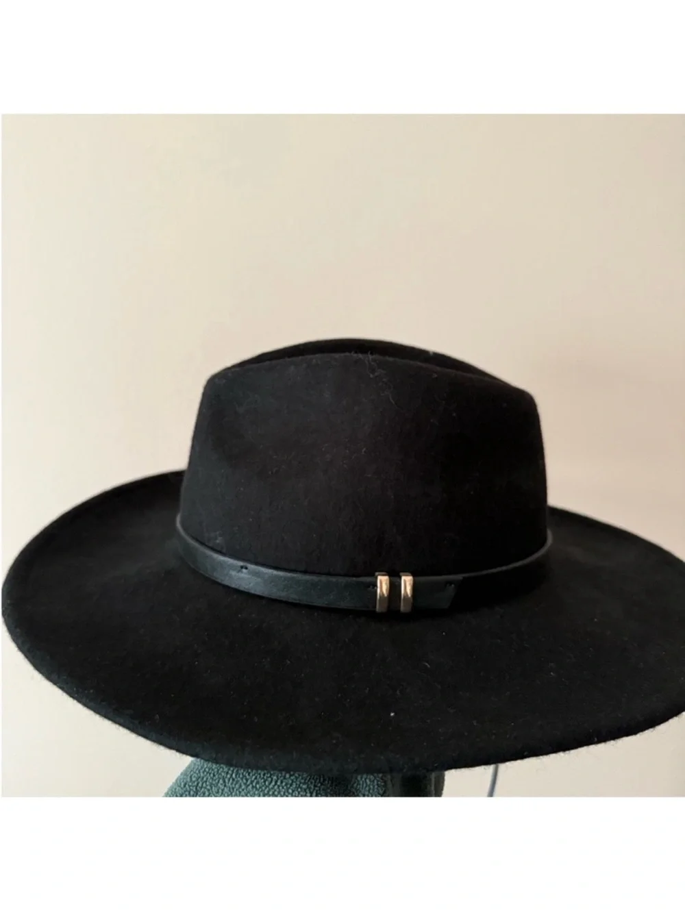 House of Harlow 1960 Black Hat with Gold Detail